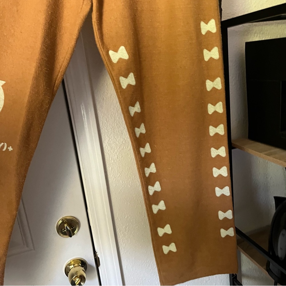 MAZZA dark‎ mustard yellow knit logo graphic straight leg sweat pants - Picture 3 of 6
